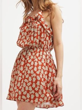 Scotch & Soda Paradise Cove Rust Floral Ruffle Mini Dress, Size 1 (US S)